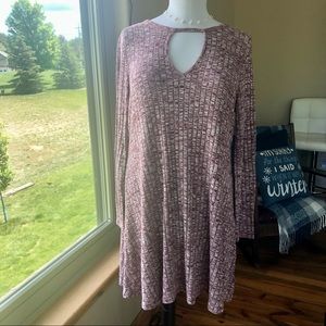 Kristin Nicole Heather Long Sleeve Swing Dress Cutout Large